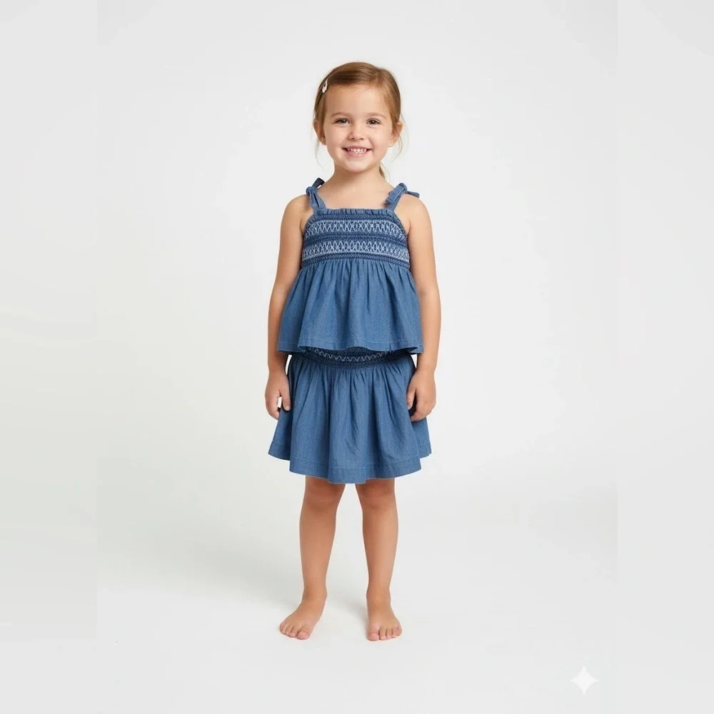 Gap Kids Smocked Peplum Top And Relaxed Smocked Skirt Set
